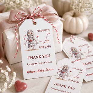 Wrapped Up in Love Mummy Halloween Baby Shower Gift Tags