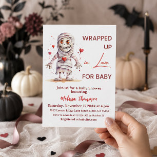 Wrapped Up in Love Mummy Halloween Baby Shower Invitation