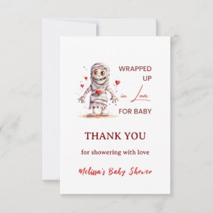 Wrapped Up in Love Mummy Halloween Baby Shower Thank You Card