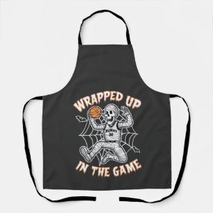 Wrapped up In the Game basketball Halloween  Apron