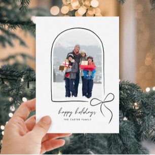 Wrapped With Love Black Bow Arch Happy Holidays Holiday Card