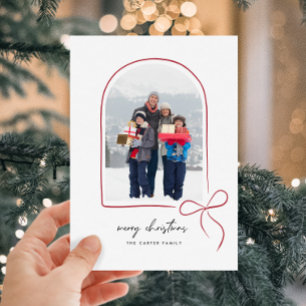 Wrapped With Love Red Bow Arch Photo Christmas Holiday Card