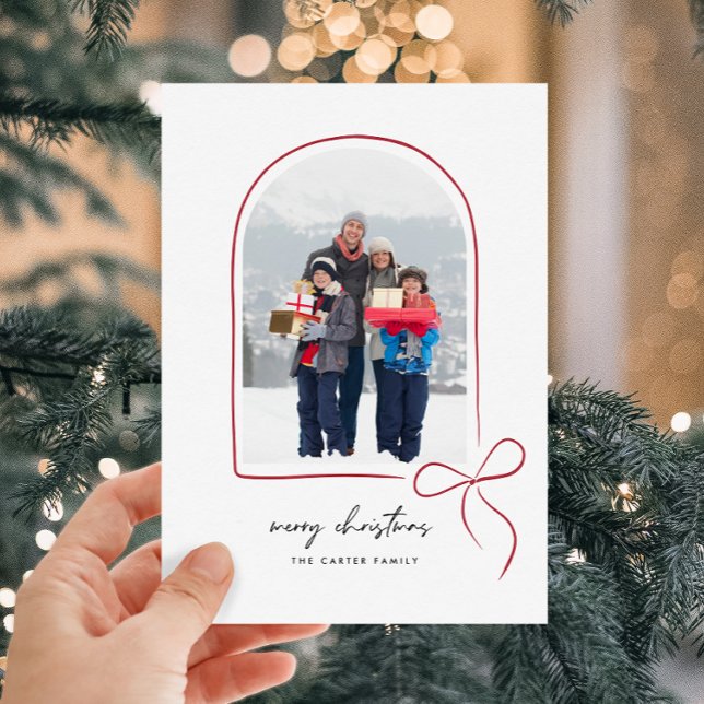 Wrapped With Love Red Bow Arch Photo Christmas  Holiday Card (Wrapped With Love Red Bow Arch Photo Christmas Holiday Card)