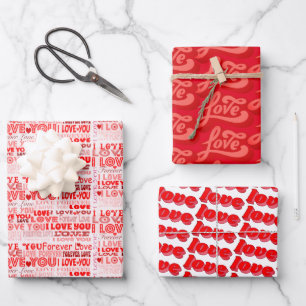 Wrapped with love red love typography calligraphy wrapping paper sheet