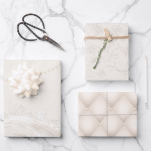 Wrapping (3 patterns) - Ivory Pearl Paper Sheet