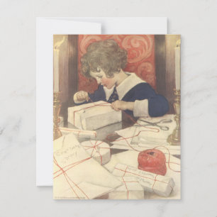 Wrapping Christmas Presents, Jessie Willcox Smith Holiday Card