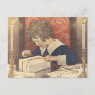Wrapping Christmas Presents, Jessie Willcox Smith Holiday Postcard