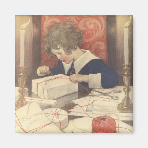 Wrapping Christmas Presents, Jessie Willcox Smith Magnet