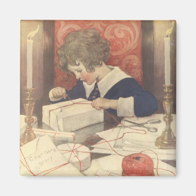 Wrapping Christmas Presents, Jessie Willcox Smith Magnet (Front)