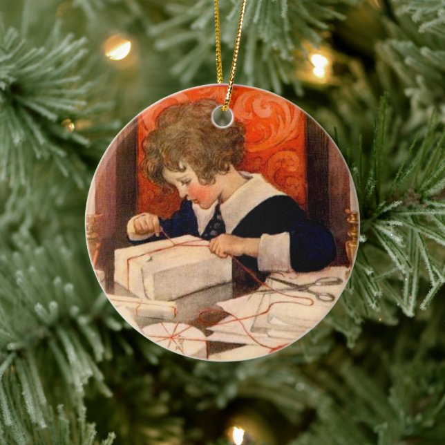 Wrapping gifts ceramic tree decoration (Tree)
