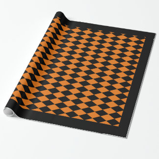 Wrapping Paper, 30" x 6' BLACK & ORANGE HARLEQUIN Wrapping Paper