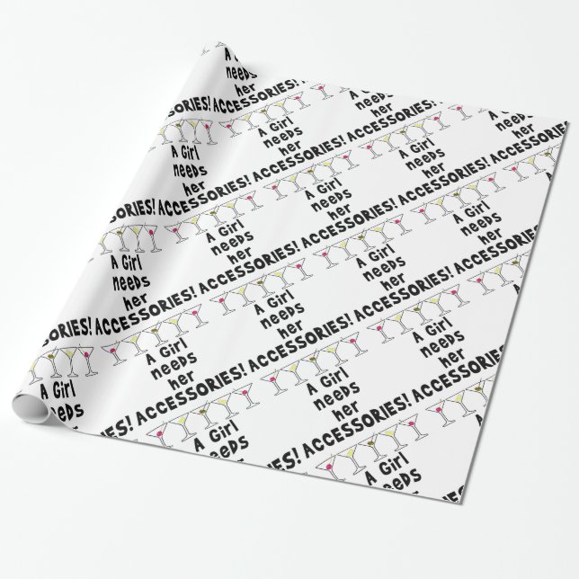 WRAPPING PAPER, A GIRL NEEDS HER ACCESSORIES PAPER (Unrolled)