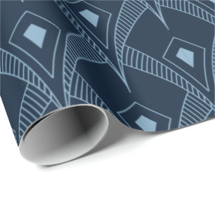 Wrapping Paper - Art Deco Fan Design Blue