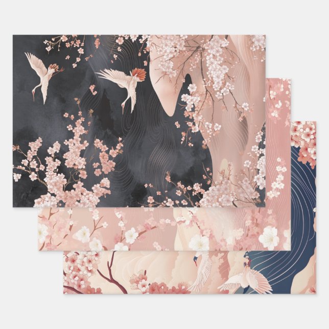 Wrapping Paper as Decoupage Chinoiserie Pink Hues  (Set)