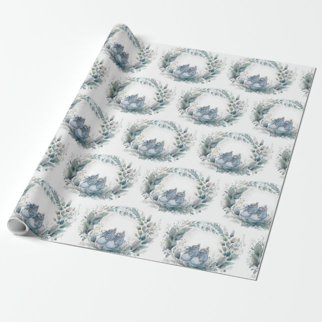 Wrapping Paper Baby Boy Shower or Celebration (Unrolled)