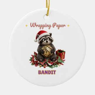 Wrapping Paper Bandit Christmas Racoon Ornament