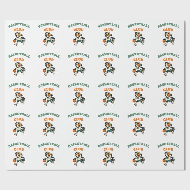 Wrapping Paper Basketball Toucan Mascot Pattern  (Flat)