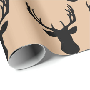 Wrapping Paper - Beige Stag deer Head