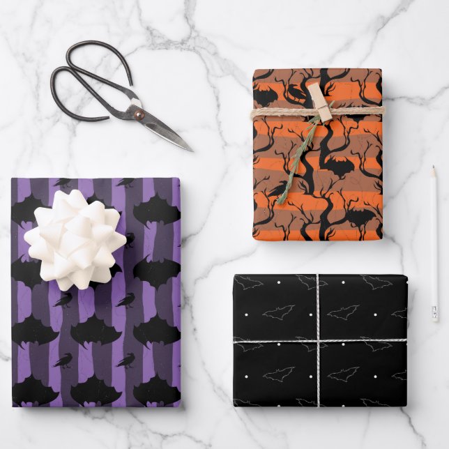 Wrapping Paper black puple and orange Set of 3 (Front)