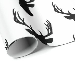 Wrapping Paper - Black & White Stag Deer Head