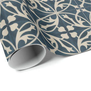 Wrapping Paper - Blue and Ivory Tile Pattern