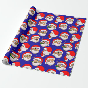 Wrapping Paper Blue background Santa