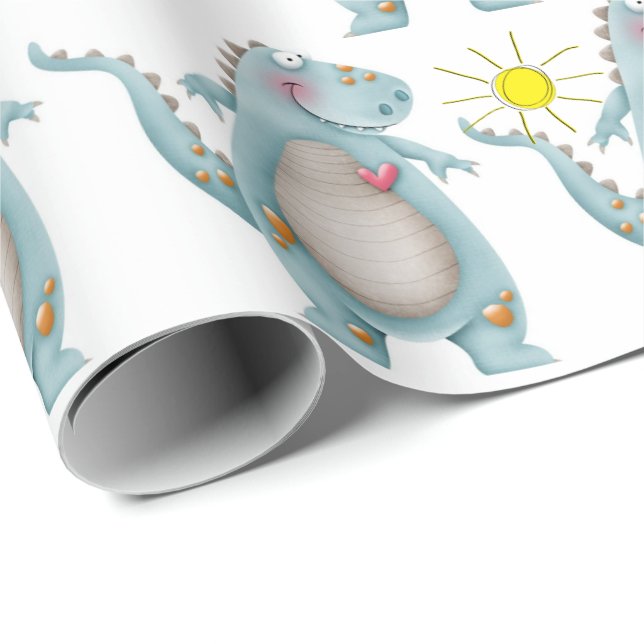 Wrapping Paper - Blue Dino Design 2 (Roll Corner)