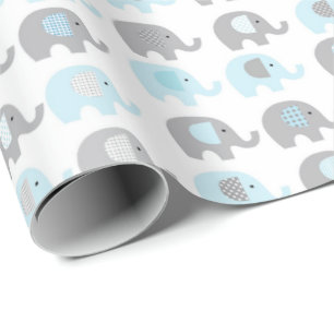 Wrapping Paper - Blue Elephants