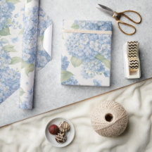 Wrapping Paper | Blue Hydrangea Floral Gift Wrap