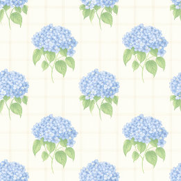 Wrapping Paper | Blue Hydrangea | Luxe Ivory Plaid