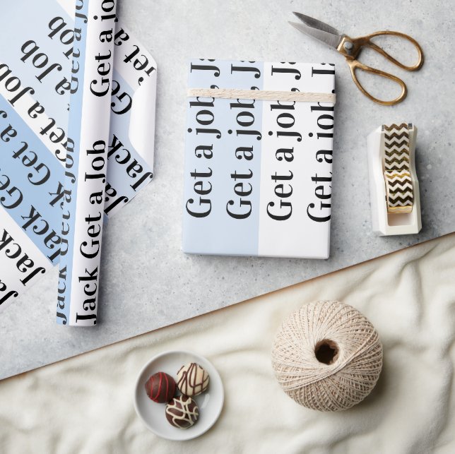 Wrapping Paper Blue& White Stripe Get a job Jack (Crafts)