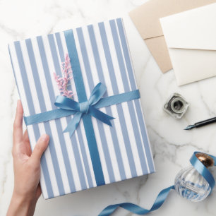Wrapping Paper Blue & White Stripe Square