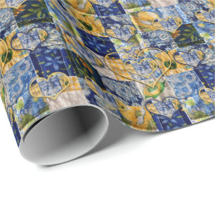 Wrapping Paper Blue Yellow Quilting Patterns