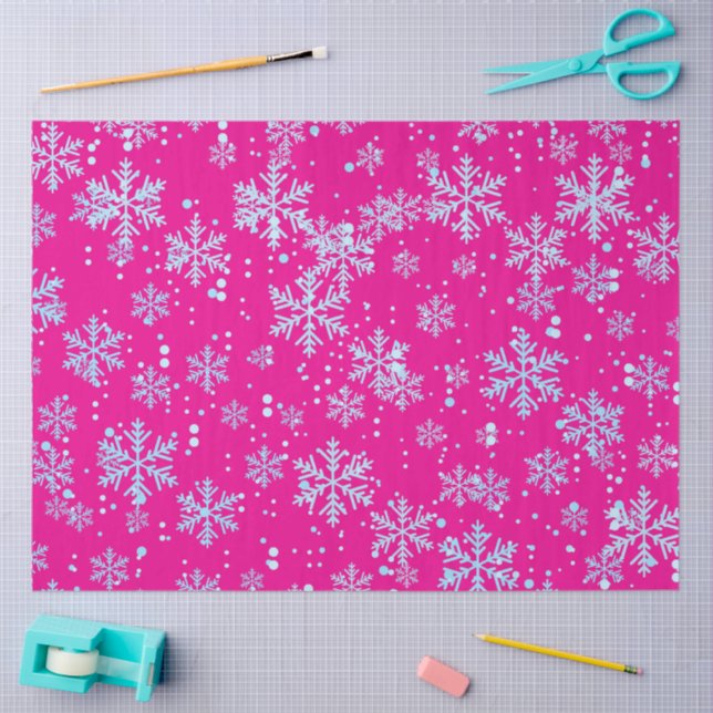 Wrapping Paper, Bright Fuchsia Snowflakes Tissue Paper (Craft)