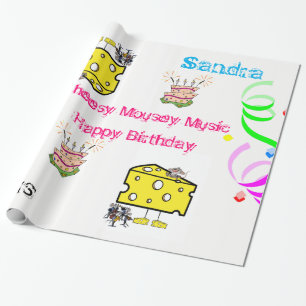 Wrapping Paper Cheesy Mouse Music Happy Birthday