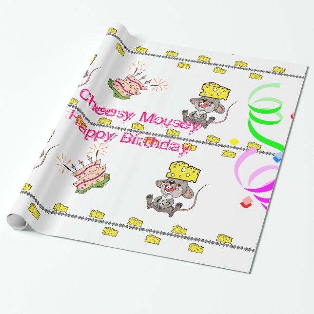 Wrapping Paper Cheesy Mousey Happy Birthday (Unrolled)