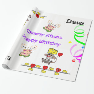 Wrapping Paper Cheesy Mousey Heart Happy Birthday