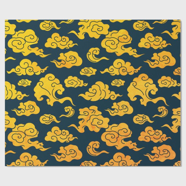Wrapping Paper CHINESE CLOUD PATTERN YELLOW (Flat)