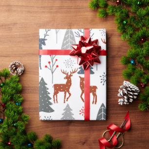 Wrapping Paper Christmas Deer Tree Scandinavian
