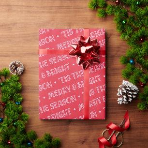 Wrapping Paper Christmas Merry And Bright Red
