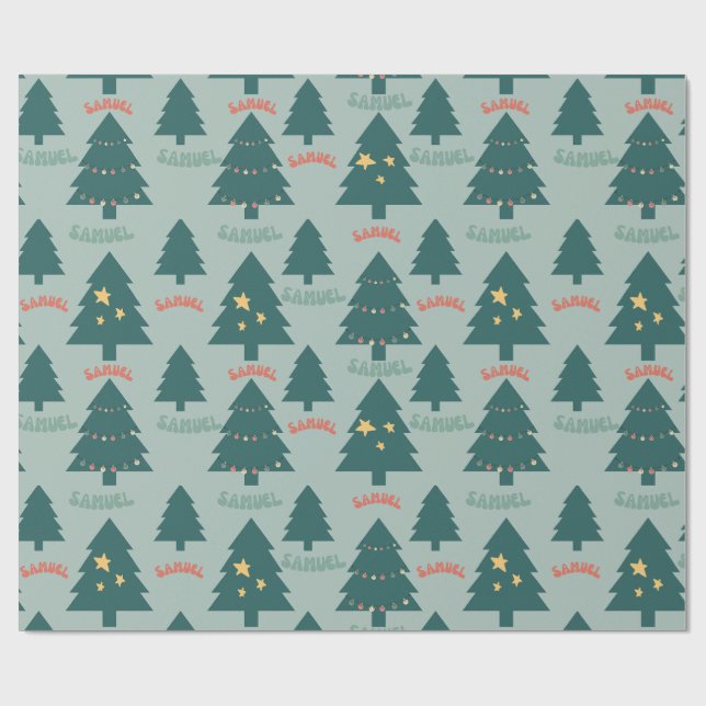 Wrapping Paper_Christmas Trees_Green_Samuel Wrapping Paper (Flat)