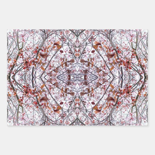 Wrapping Paper: Collaged Cherry Blossom Design Wrapping Paper Sheet (Front)