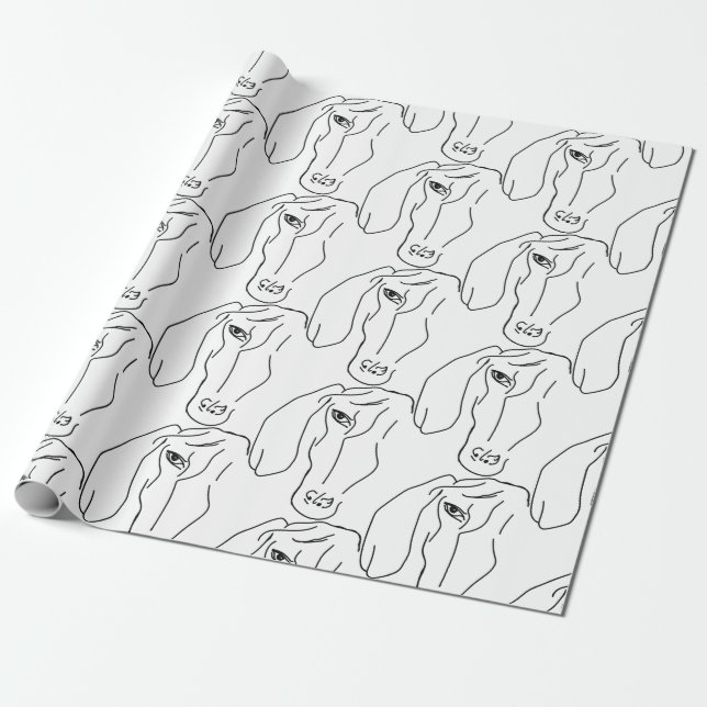 Wrapping Paper Dachshund Head, Art Drawing (Unrolled)
