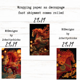 Wrapping Paper Decoupage Chinese Firehorse 