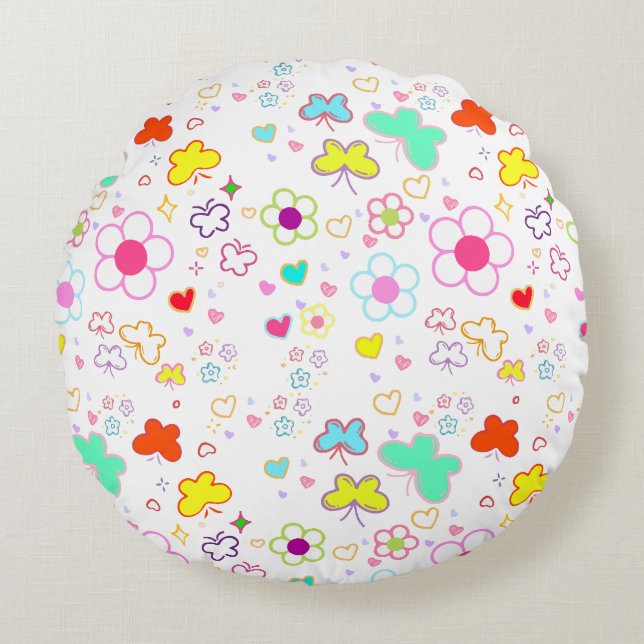 Wrapping paper design for gift round cushion (Front)