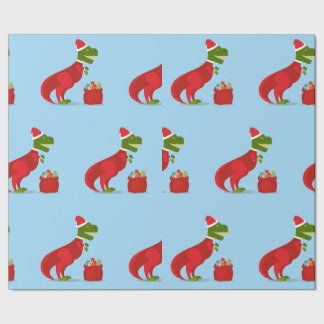 Wrapping Paper DINOSAUR AS SANTA