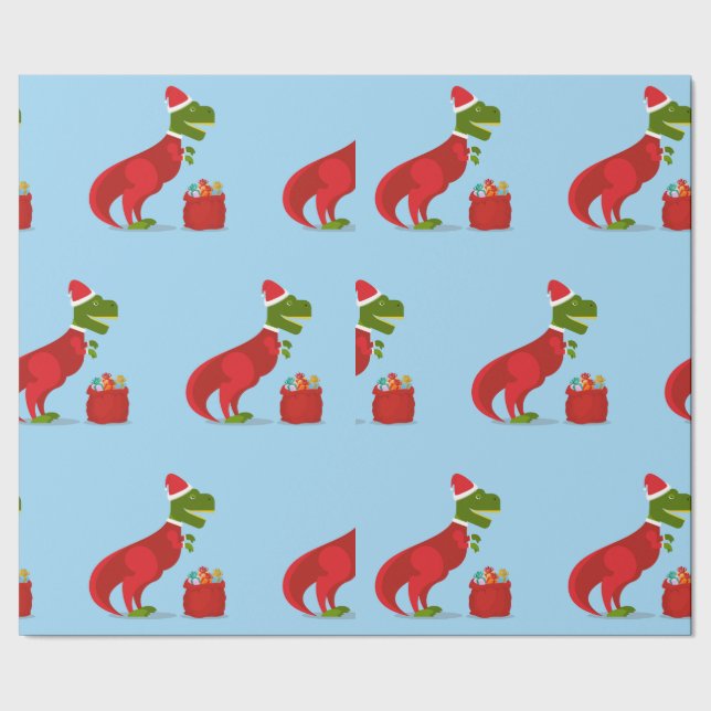 Wrapping Paper DINOSAUR AS SANTA (Seam)