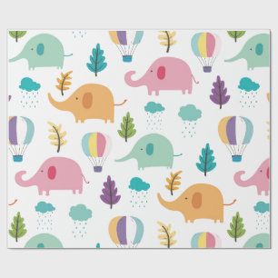 WRAPPING PAPER : ELEPHANTS & HOT AIR BALLOONS