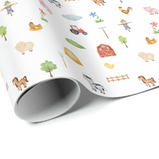 Wrapping Paper - Farm Life Animals & Elements.