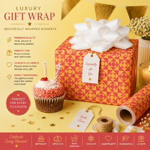 Wrapping paper featuring a pattern with orange, re